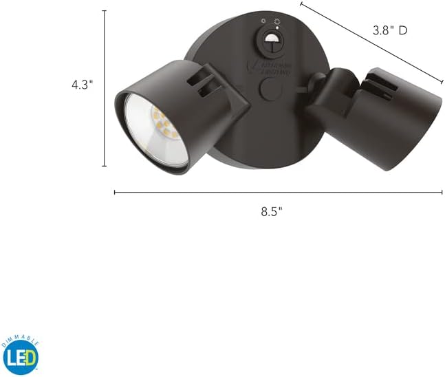 Lithonia Lighting HGX LED 2RH ALO 40K 120 PE DDB M2 HomeGuard Security Flood Lights 1750-2750 Lumens, 2-Light, Photocell Sensor, Dark Bronze (HGX LED 2RH ALO 40K 120 PE DDB M2)