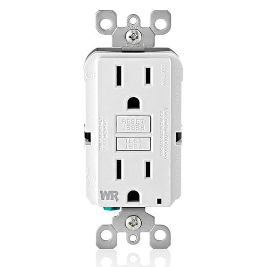 Leviton GFCI Weather-Resistant Outlet, 15 Amp, Self Test, Non Tamper-Resistant with LED Indicator Light, Outdoor Locations, GFWR1-W, White