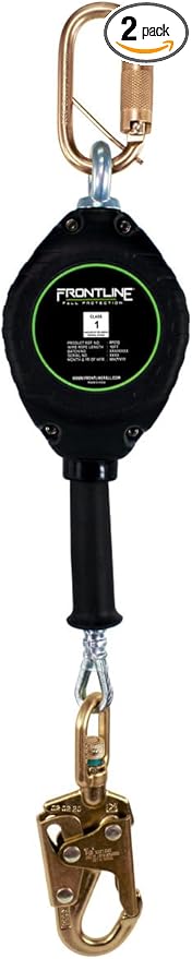 Frontline RPG20' Cable SRL with Steel Snap Hook End | 3/16" Galvanized Steel Cable | Lightweight, Durable | Swivel Anchorage Eye | 310 lbs Capacity | ANSI & OSHA Compliant (2 Pack)