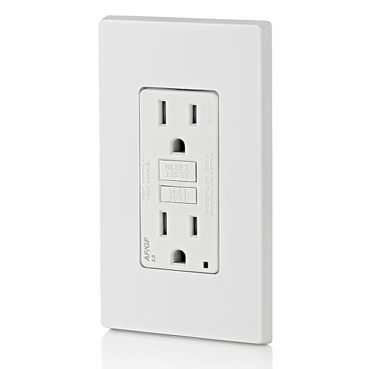 Leviton Dual-Function AFCI/GFCI Outlet, 15 Amp, Self Test, Tamper-Resistant with LED Indicator Light, Protection from Both Electrical Shock and Electrical Fires in One Device, AGTR1-W, White