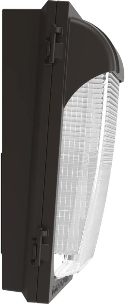Lithonia Lighting 7.5" Mini LED Wall Pack Outdoor Light Fixture, Building Wall Light, Adjustable Lumens, 5000K Daylight, MVOLT 120-277V, IP65, Glass Lens, Bronze (TWX1 LED ALO 50K MVOLT DDBTXD)