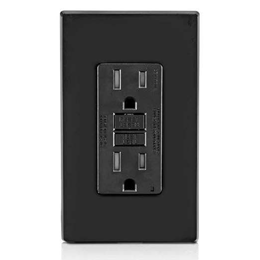 Leviton GFCI Outlet, 15 Amp, Self Test, Tamper-Resistant with LED Indicator Light, Protection from Electric Shock and Electrocution, GFTR1-E, Black