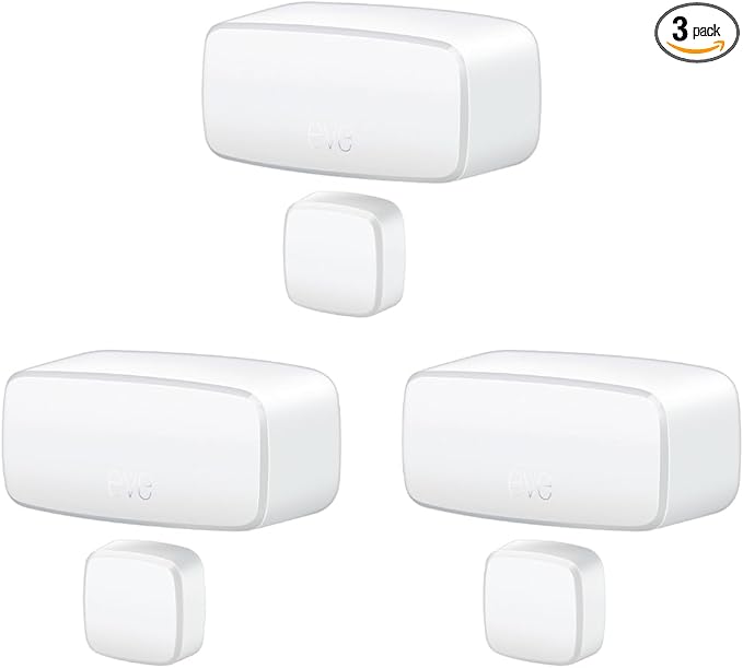 Eve Door & Window (Matter) 3 Pack – Smart Contact Sensor for Doors & Windows, Open/Closed State, Automatic Control of Accessories, Matter Over Thread, Apple Home, Alexa, Google Home, SmartThings