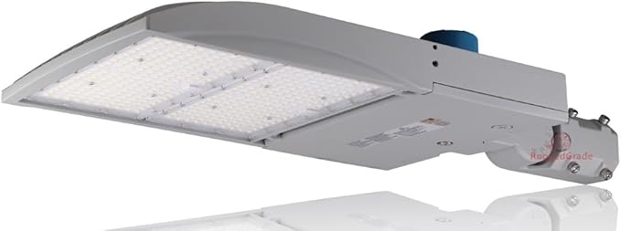 42,000 Lumen - 300 watt NextGen III LED Shoebox Lights - Dimmable - with Photocell - Slip FIT Mount -10KV Surge- Silver Gray Color
