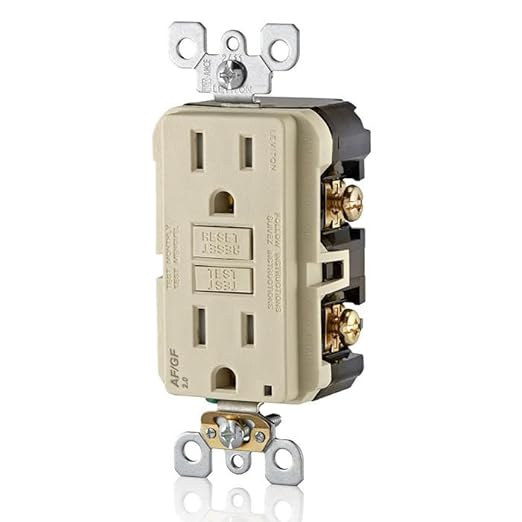 Leviton Dual-Function AFCI/GFCI Outlet, 15 Amp, Self Test, Tamper-Resistant with LED Indicator Light, Protection from Both Electrical Shock and Electrical Fires in One Device, AGTR1-T, Light Almond