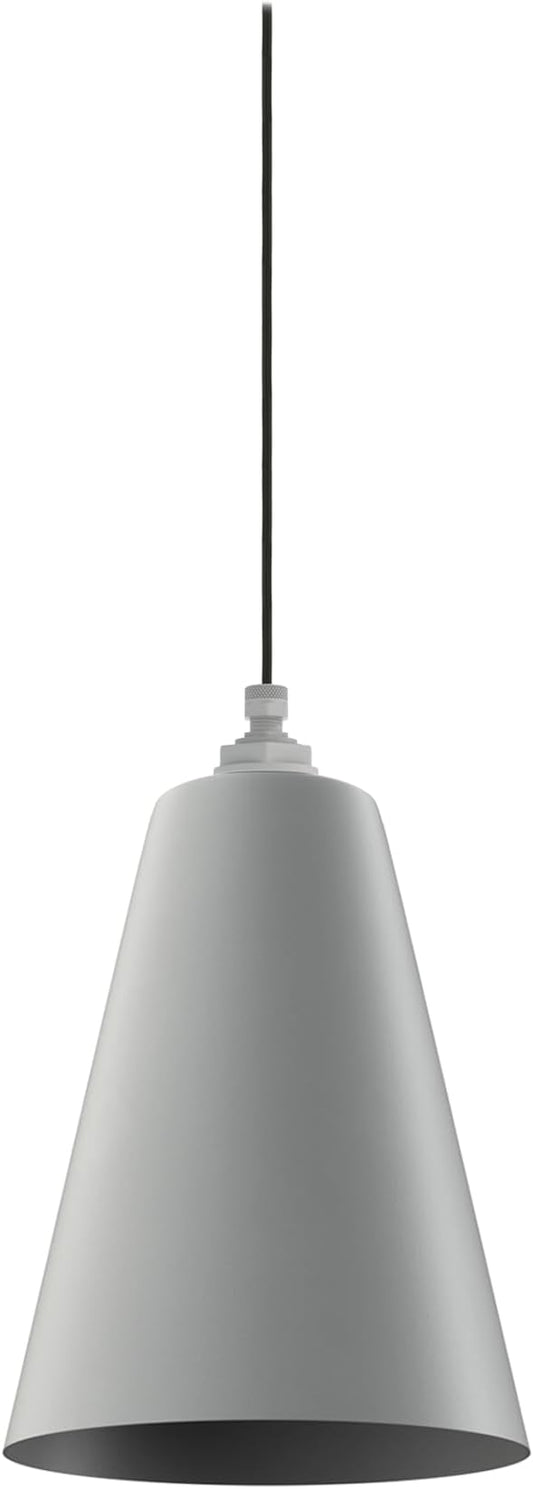 Steel Lighting Co. Laurel Pendant Light | Ceiling Mounted | 8.5 inch Cone Shade | Modern Contemporary Farmhouse Style Made in America | Black Cloth Cord | Modern Gray Exterior/Modern Gray Interior