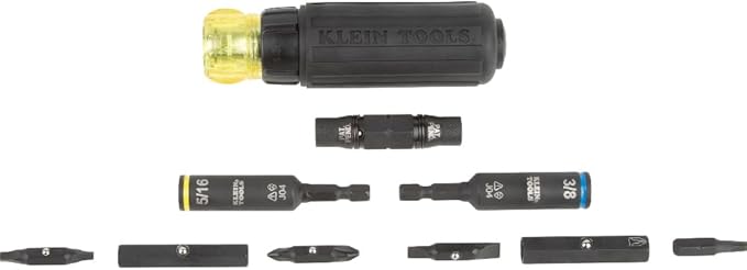 Klein Tools 11-in-1 Magnetic & Ratcheting Screwdriver/Nut Driver Bundle with Phillips, Slotted, Square, Torx & Hex Tips