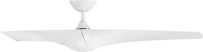 Zephyr Smart Indoor and Outdoor 3-Blade Ceiling Fan 52in Matte White with Adjustable CCT 2700K-3000K-4000K-5000K LED Light Kit and Remote Control works with Alexa, and iOS or Android App