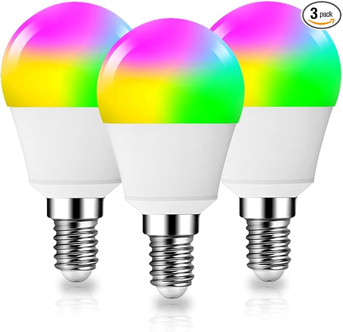 DOGAIN A15 Small Smart Light Bulbs, RGB Color Changing Light Bulb Compatible with Alexa Google Home, E12 Base Led Bulb WiFi Dimmable 500LM Christmas Lights 6W=40W Equivalent(Only 2.4Ghz 3 Pack