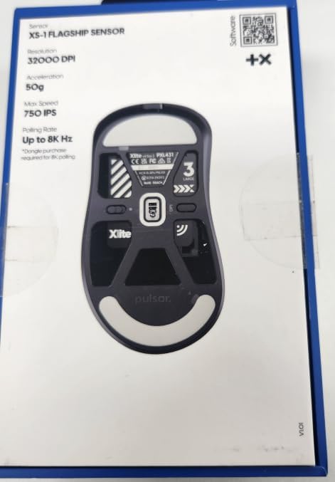 Pulsar Gaming Gears Xlite v4 Wireless Gaming Mouse, Ultra Lightweight 2.04 oz (58g), Ergonomic, Optical Switch, 32000 DPI, 750 IPS, XS-1 Sensor, 8k Compatible (Large, Black)