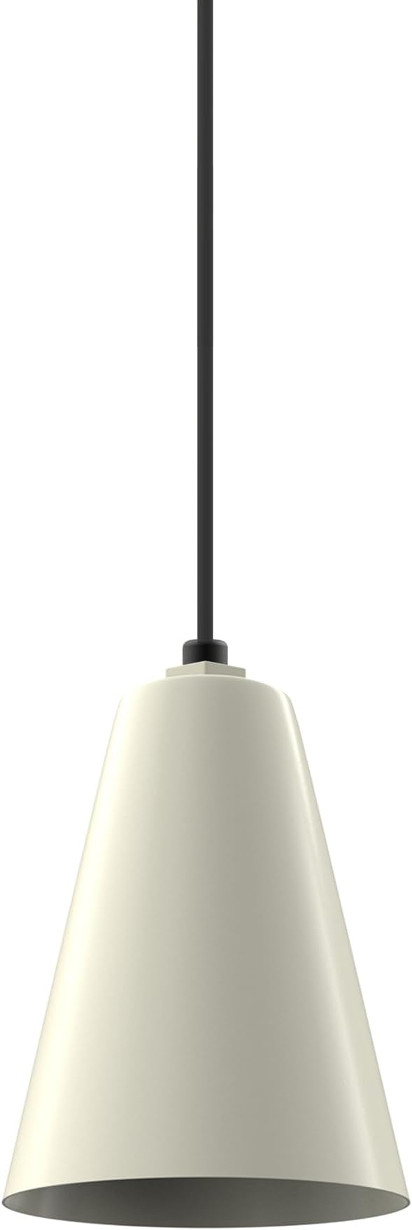 Steel Lighting Co. Laurel Pendant Light | Ceiling Mounted | 8.5 inch Cone Shade | Modern Contemporary Farmhouse Style Made in America | Black Cord | Cream Exterior/Cream Interior