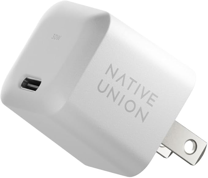 Native Union Fast GaN Charger PD 30W – Ultra-Compact Power Delivery Enabled USB-C Charger – Made of Recycled Materials – for MacBook Air, iPads, iPhones, Pixel, Galaxy & Other Type-C Devices (White)