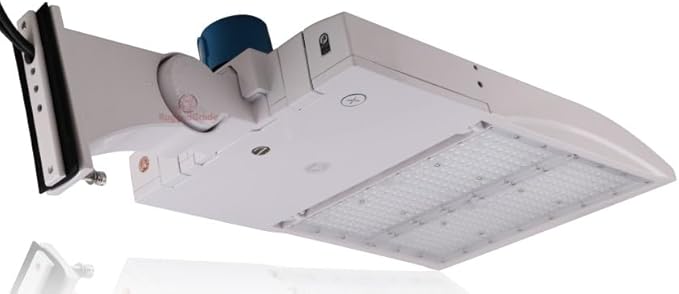 42,000 Lumen - 300 watt NextGen III LED Shoebox Lights - Dimmable - with Photocell - Arm Mount - 10KV Surge - White Housing