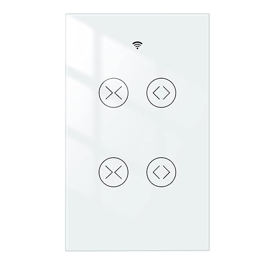 MOES Smart WiFi RF 2 Gang Double Curtain Blind Touch Switch for Roller Shutter Electric Motor Tuya Smart Life App, Voice Control with Google Home Alexa Voice Control, White