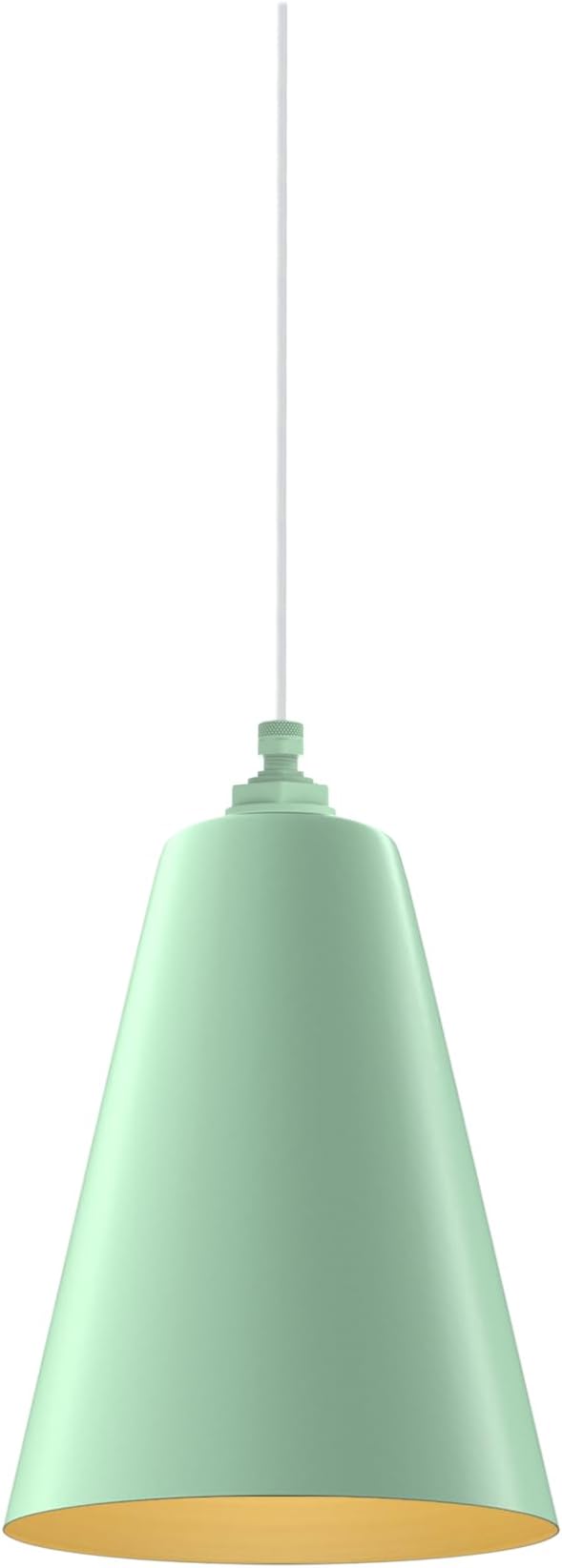 Steel Lighting Co. Laurel Pendant Light | Ceiling Mounted | 8.5 inch Cone Shade | Modern Contemporary Farmhouse Style Made in America | White Cloth Cord | Mint Green Exterior/Brass Interior