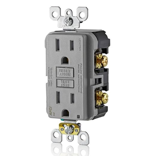 Leviton AFCI Outlet, 15 Amp, Self Test, Tamper-Resistant with LED Indicator Light, Protection from Electrical Fires, AFTR1-GY, Gray