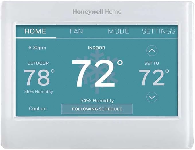 Honeywell Home Smart Color Wi-Fi Programmable Touch Screen Thermostat, Energy Star, Alexa Ready, White - C-Wire Required, Not Compatible with Line Volt Heating, RTH9600WF