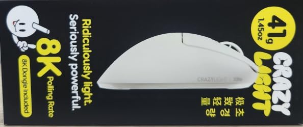 Pulsar Gaming Gears Xlite Crazylight Wireless Gaming Mouse, Ultra Lightweight 1.45 oz (41g), Optical Switch, 32000 DPI, 750 IPS, XS-1 Sensor, 8k Compatible (Uyuni White)