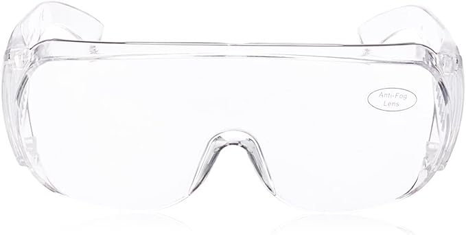 EMI # 412 Clear Safety Glasses Eyewear - Wear Over Glasses – Anti-Fog, Anti-Scratch Protective Eyewear for Medical Professionals, Labs, and Workplaces – Polycarbonate Eye Protection