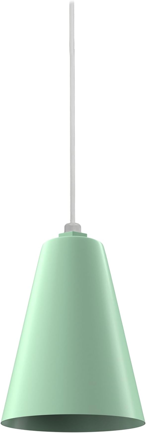 Steel Lighting Co. Laurel Pendant Light | Ceiling Mounted | 8.5 inch Cone Shade | Modern Contemporary Farmhouse Style Made in America | White Cord | Mint Green Exterior/Green Mint Interior