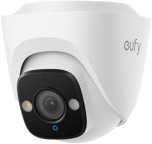 eufy PoE Turret Security Camera E41, NVR Add On Cam, 24/7 Recording, 4K UHD, 122° FOV, F1.6 Color Night Vision, Human/Vehicle/Pet AI Detection, Red and Blue Strobe, Plug and Play