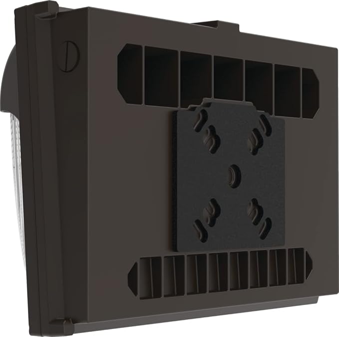 Lithonia Lighting 13" LED Wall Pack Outdoor Light Fixture, Building Wall Light, Adjustable Lumens, 5000K Daylight, MVOLT 120-277V, IP65, Glass Lens, Bronze (TWX2 LED ALO 50K MVOLT DDBTXD)