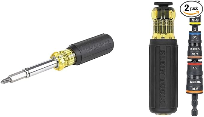 Klein 11-in-1 Magnetic Multi-Bit Screwdriver/Nut Driver 32500MAG + 7-in-1 Impact Flip Socket Set 32910