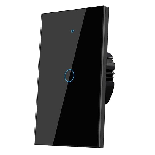 2.4GHz WiFi Smart Wall Touch Light Switch (Glass Panel, Alexa Multi-Control Compatible, Compatible with Multiple Platforms) (Wall Switch 1 Gang)