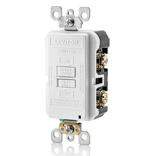 Leviton Blank Face GFCI, 20 Amp, Self Test, LED Indicator Light, Provides GFCI Protection Where an Outlet is not Needed, GFRBF-W, White