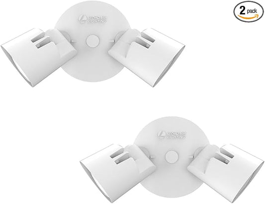Lithonia Lighting HomeGuard 2-Light LED Outdoor Flood Lights, Wall or Ceiling Mount Outdoor Lights, 4000K Cool White, Round Heads, White, 2-Pack (HGX LED 2RH 40K 120 WH CP2 M2)