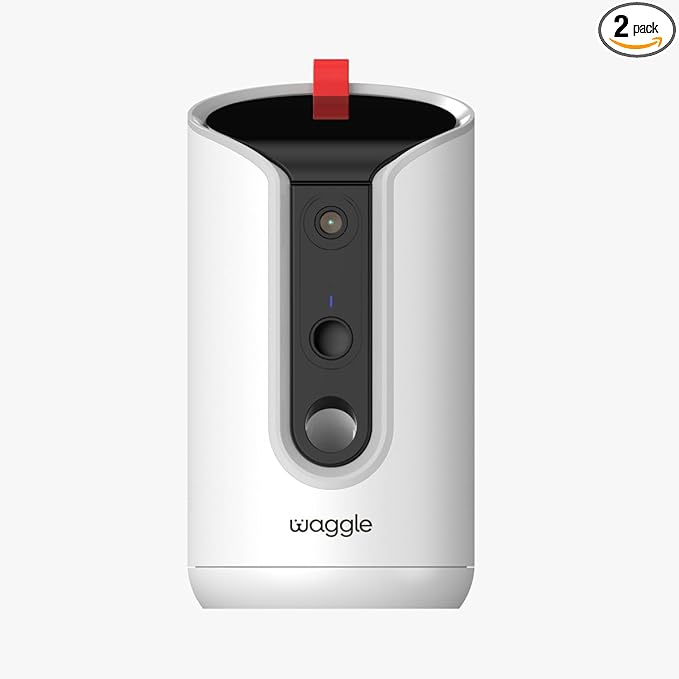 WaggleCam 2K Pet Camera and Treat Dispenser with 360° AI Tracking, 2-Way Audio, Motion Alerts, Night Vision, Dual-Band WiFi (2.4 GHz or 5 GHz) – Indoor Use