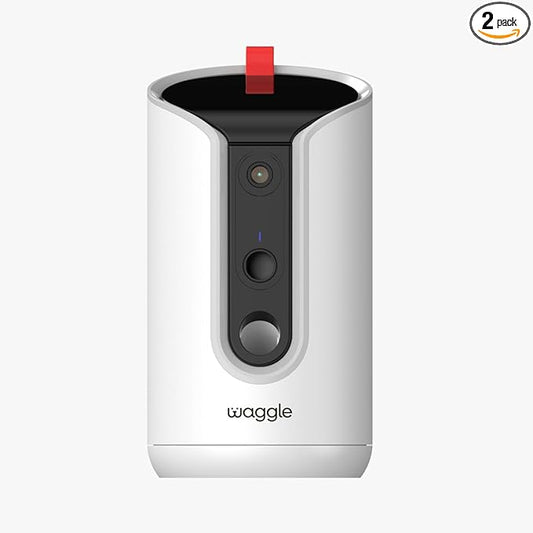 WaggleCam 2K Pet Camera and Treat Dispenser with 360° AI Tracking, 2-Way Audio, Motion Alerts, Night Vision, Dual-Band WiFi (2.4 GHz or 5 GHz) – Indoor Use