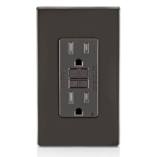 Leviton Outlet, 15 Amp, Self Test, Tamper-Resistant with LED Indicator Light, Protection from Electrical Fires, AFTR1, AFCI, Brown