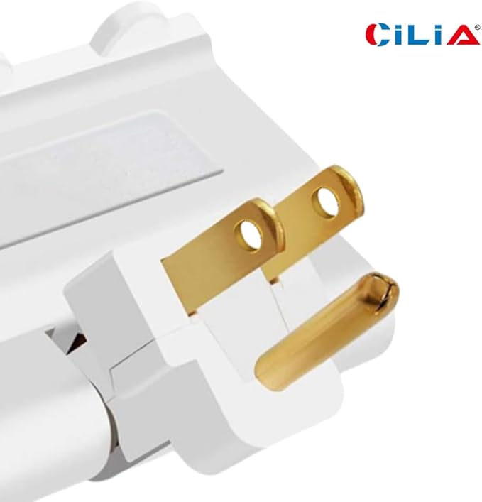 CILIA 1 PC 3 Electrical Outlet Wall Adapter, Multi-Outlet Power Strip ETL Listed 3-Prong Grounded 180 Degree Swivel Indoor AC Mini Plug Wall Outlet Extender Tap White