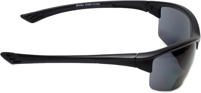 Calabria Sport 202BF Bifocal Reading Safety Glasses Readers Men Women Anti Fog Wrap Around Tinted UV Protection Semi-Rimless