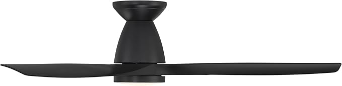 Skylark Smart Indoor and Outdoor 3-Blade Flush Mount Ceiling Fan 54in Matte Black with Adjustable CCT 2700K-3000K-4000K-5000K LED Light Kit and Remote Control works with Alexa and iOS or Android App