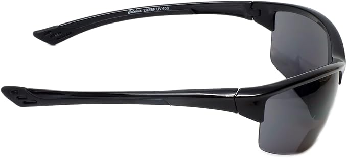 Calabria Sport 202BF Bifocal Reading Safety Glasses Readers Men Women Anti Fog Wrap Around Tinted UV Protection Semi-Rimless