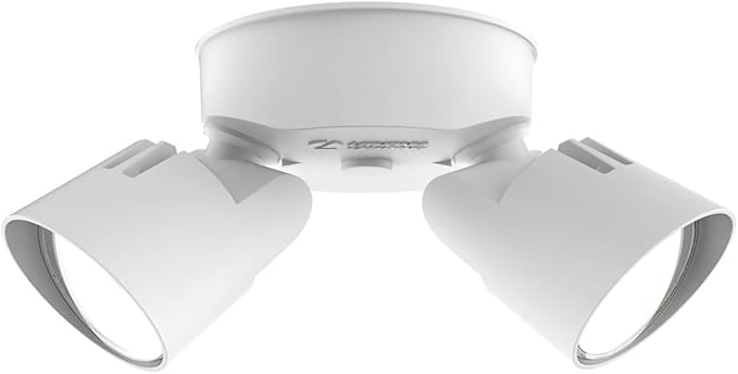 Lithonia Lighting HomeGuard 2-Light LED Outdoor Flood Lights, Wall or Ceiling Mount Outdoor Lights, 4000K Cool White, Round Heads, White, 2-Pack (HGX LED 2RH 40K 120 WH CP2 M2)