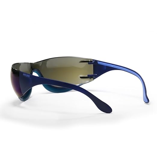 Moldex Adapt Safety Glasses, Anti-Fog, Scratch & UV Resistant, Blue Mirror, Blue Temples; Blue Soft Grip Rails, PPE Work Eyewear Protection Men, Women, Unisex, 12-Pack, 5002M-2