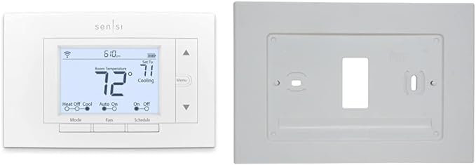 Emerson Sensi Wi-Fi Smart Thermostat for Smart Home, DIY, Compatible with Alexa, Energy Star Certified, ST55 & F61-2663 Wall Plate for Sensi Wi-Fi Programmable Thermostat, White