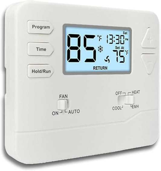 Thermostat for Heat Pump,Programmable Thermostat for Home,Single-Stage Systems,2 Heat/1 Cool Heat Pump Or 1 Heat/1 Cool,Easy DIY Install,White Backlight