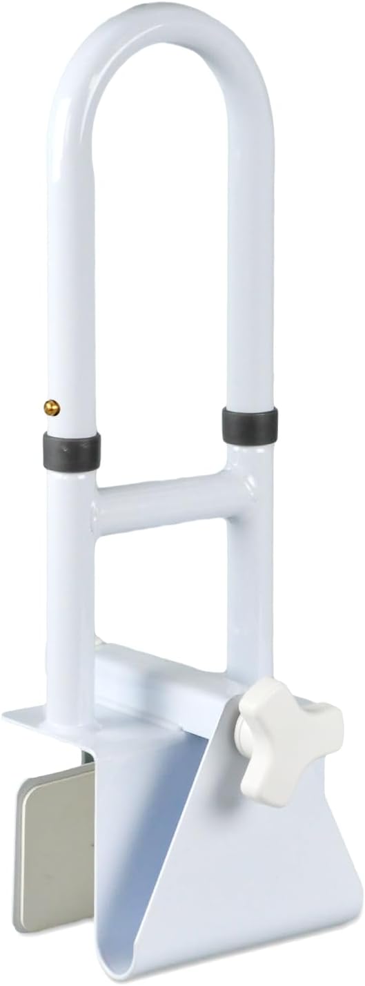 Bathtub Grab Bars for Seniors, Tub Handle Grab Bar for Elderly Bath Support, Bathtub Safety Rail, Assistance Bathtub Handle Clamp for Bathroom, 3.3"- 7" Width Adjustable, White