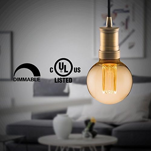 Globe Edison LED Light Bulb, Vintage Decorative Dimmable Bulb, Small Round Glass Cover, 3.5W Low Lumen Eye-Caring Soft Dim Lighting for Mood(Not Daylight White), E26 Medium Base, Amber RN G80