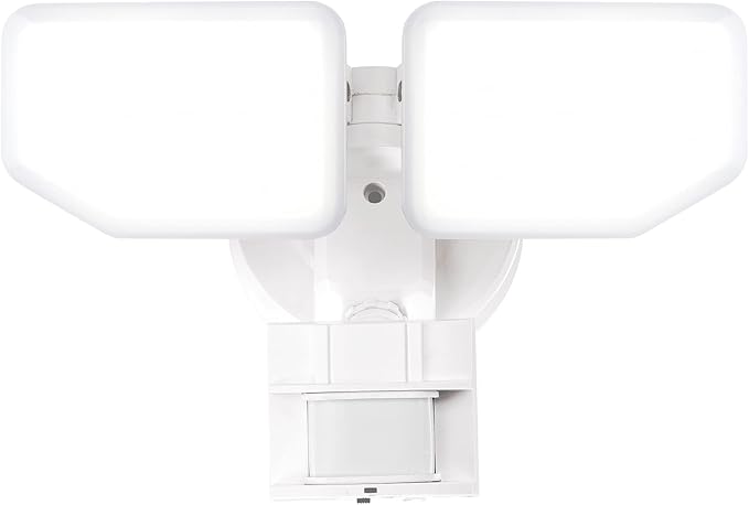 30W LED Motion Sensor Security Light Outdoor, 180 Degree, 2600 LM, 5100 K, ETL Water Resistant, 2 Head Adjustable Motion Sensor Outdoor Detector Light for Patio, Garage, Porch (White)