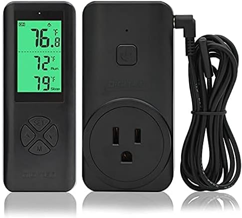 DIGITEN Wireless Temperature Controller WTC200 Thermostat Outlet Greenhouse Thermostat Plug in Temperature Controller with Remote Cooling Heating Mode for Home Brewing Reptiles Incubation