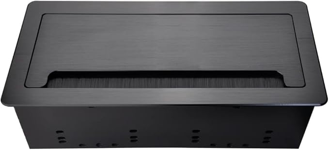 Table Power Brush Connectivity Box with 4 AC Power + 2 RJ45（CAT6） + 2 Audio 3.5mm + 1 VGA + 1 HDMI + 1 USB 3.0 (Female to Female) with 5.58ft Power Cord (Black)