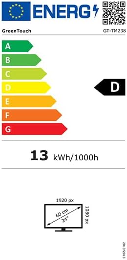 GreenTouch 23.8 Inch Multi PCAP Touch Screen Monitor LCD Display 1920 * 1080 HD - 16:9 Ratio - HDMI/VGA/DVI Input