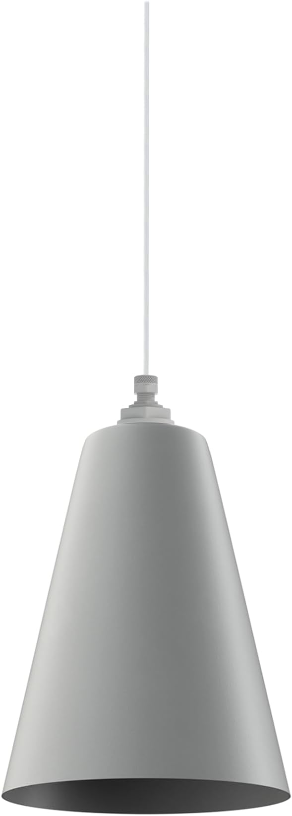 Steel Lighting Co. Laurel Pendant Light | Ceiling Mounted | 8.5 inch Cone Shade | Modern Contemporary Farmhouse Style Made in America | White Cloth Cord | Modern Gray Exterior/Modern Gray Interior