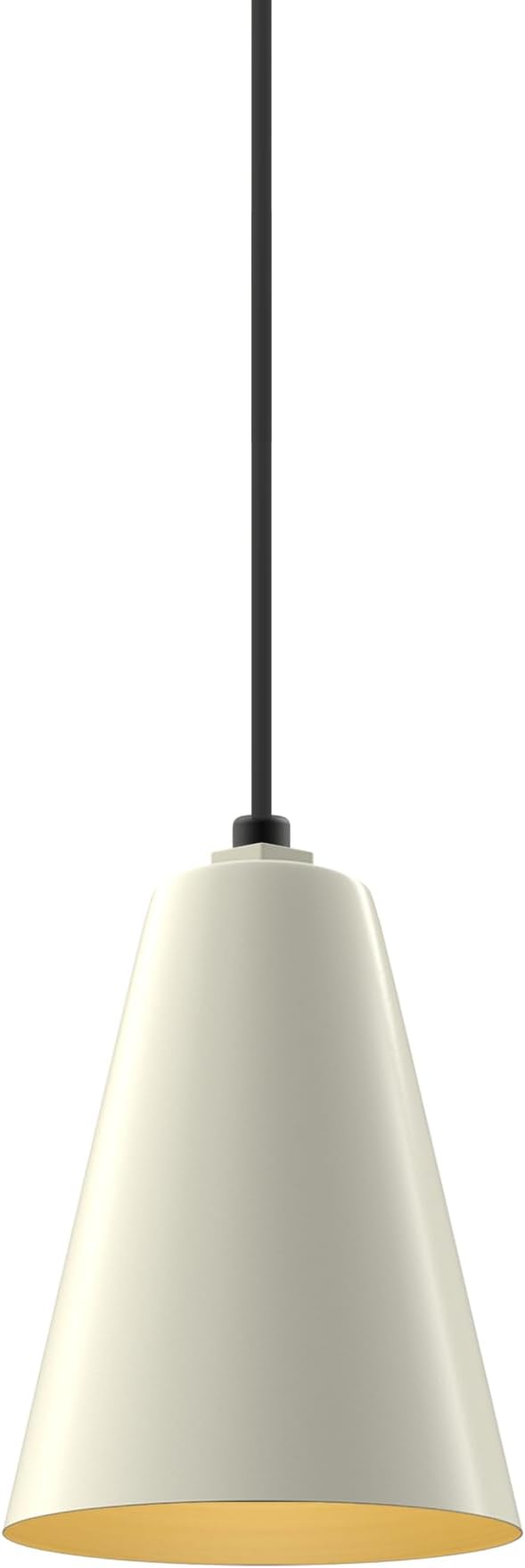 Steel Lighting Co. Laurel Pendant Light | Ceiling Mounted | 8.5 inch Cone Shade | Modern Contemporary Farmhouse Style Made in America | Black Cord | Cream Exterior/Brass Interior