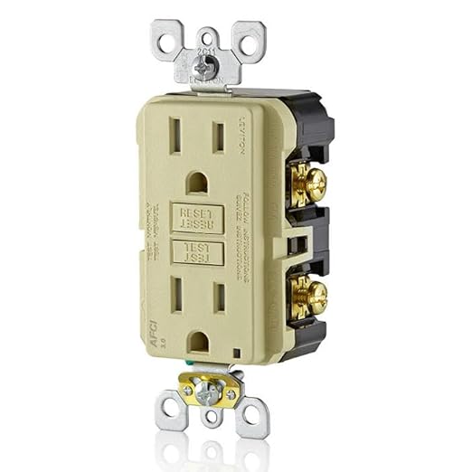 Leviton AFCI Outlet, 15 Amp, Self Test, Tamper-Resistant with LED Indicator Light, Protection from Electrical Fires, AFTR1-I, Ivory